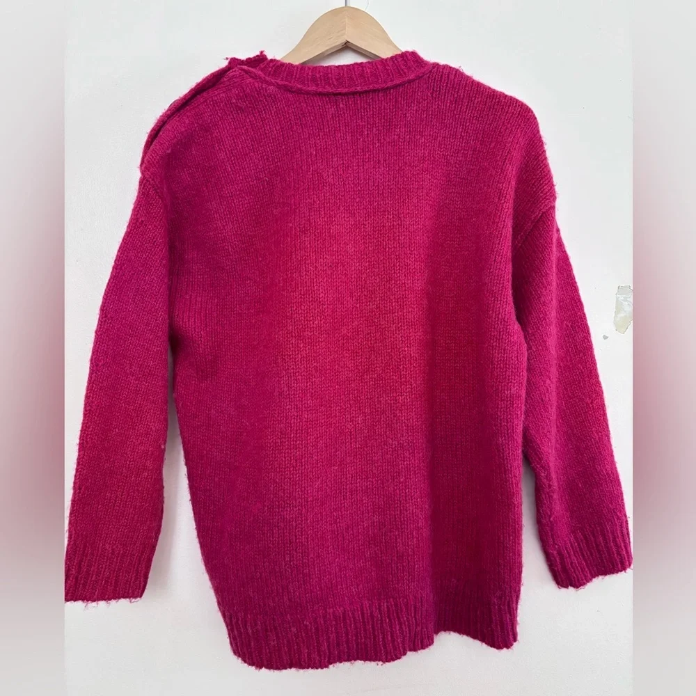 J. Crew Vibrant‎ Pink Crew Neck Sweater